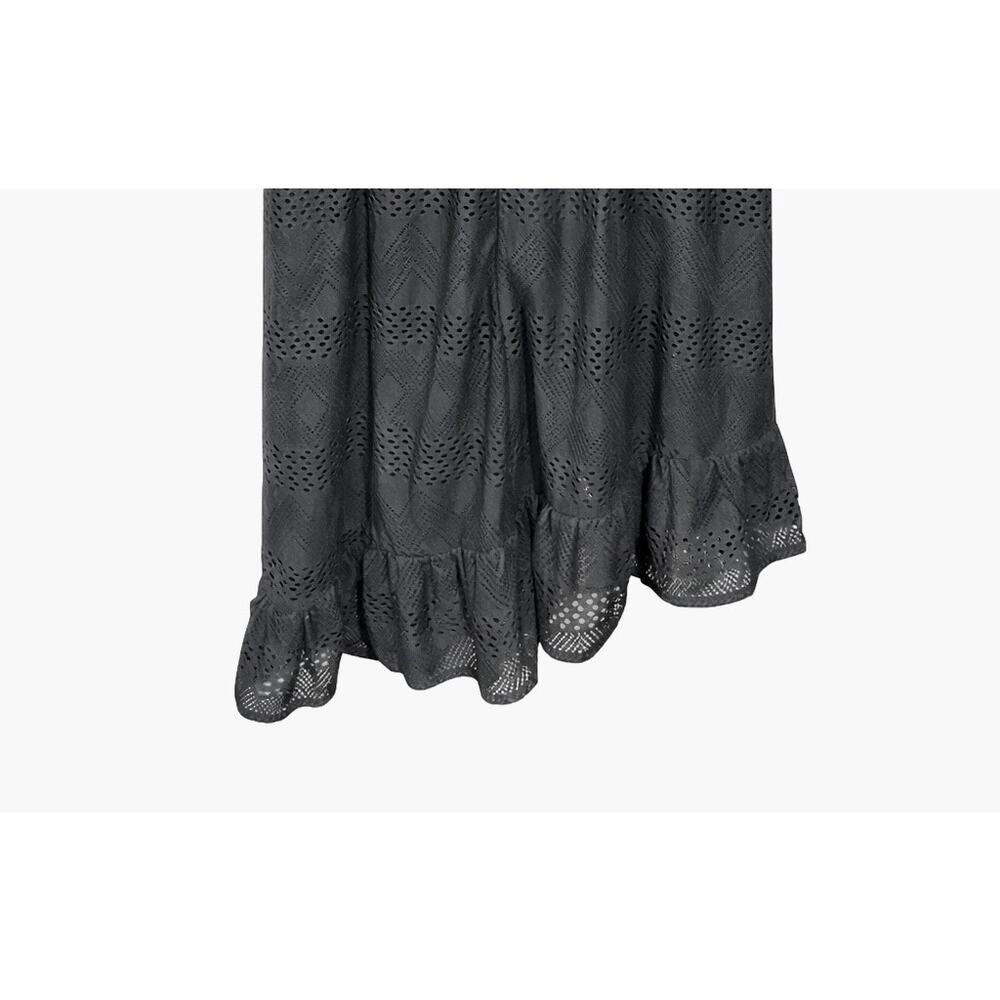 Kate Kasin 2XL NWT Black Eyelet Tie Front Dress Ruffle Hem Goth Vamp Coquette - Picture 5 of 7